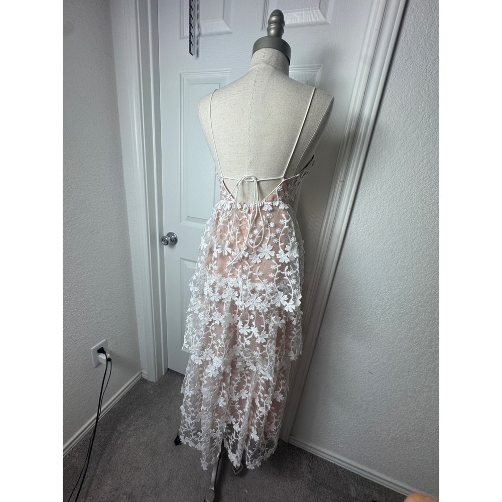 Endless Rose Floral Lace Tier Dress Blush Pink XS Sweetheart Neck fairy wedding - Picture 16 of 16